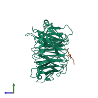 PDB entry 6v3y coloured by chain, side view.