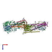 PDB entry 6v48 coloured by chain, top view.