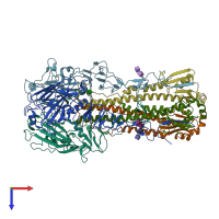 PDB entry 6v49 coloured by chain, top view.