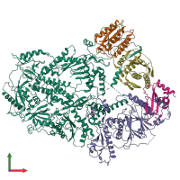 PDB entry 6v8p coloured by chain, front view.
