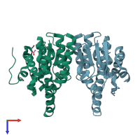 PDB entry 6v91 coloured by chain, top view.
