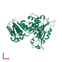 PDB entry 6vaq coloured by chain, front view.