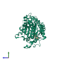 PDB entry 6vaq coloured by chain, side view.