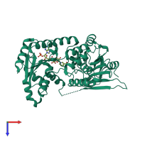 PDB entry 6vaq coloured by chain, top view.