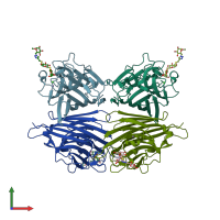 PDB entry 6vc4 coloured by chain, front view.