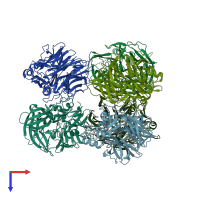 PDB entry 6vcf coloured by chain, top view.