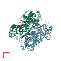 PDB entry 6vcw coloured by chain, top view.