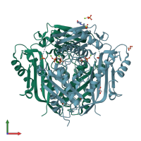 PDB entry 6vcz coloured by chain, front view.