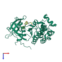 PDB entry 6vhp coloured by chain, top view.