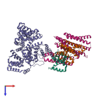 PDB entry 6vk0 coloured by chain, top view.