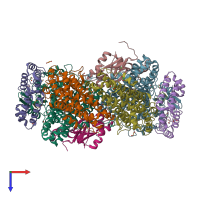 PDB entry 6vk5 coloured by chain, top view.