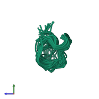 PDB entry 6vlj coloured by chain, ensemble of 20 models, side view.