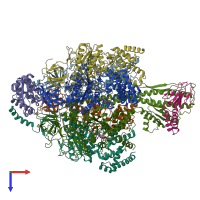 PDB entry 6vmd coloured by chain, top view.