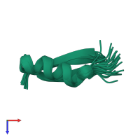 PDB entry 6vnz coloured by chain, ensemble of 20 models, top view.