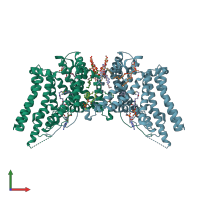 PDB entry 6vp0 coloured by chain, front view.