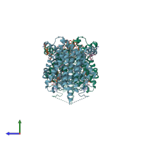 PDB entry 6vp0 coloured by chain, side view.