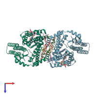 PDB entry 6vp0 coloured by chain, top view.