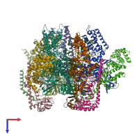 PDB entry 6vqa coloured by chain, top view.