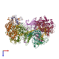 PDB entry 6vqw coloured by chain, top view.