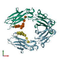 PDB entry 6vsl coloured by chain, front view.