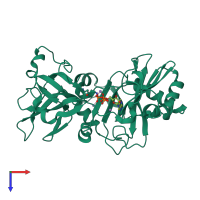PDB entry 6vt6 coloured by chain, top view.