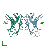 PDB entry 6vto coloured by chain, front view.