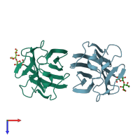 PDB entry 6vto coloured by chain, top view.