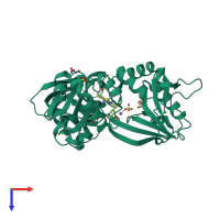 PDB entry 6vur coloured by chain, top view.