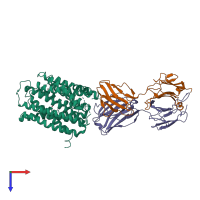 PDB entry 6vyh coloured by chain, top view.