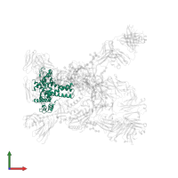 Transmembrane protein gp41 in PDB entry 6vzi, assembly 1, front view.