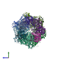 PDB entry 6w21 coloured by chain, side view.