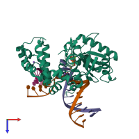 PDB entry 6w2m coloured by chain, top view.