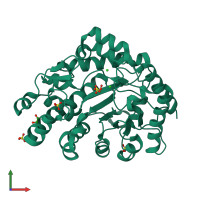 PDB entry 6w2o coloured by chain, front view.