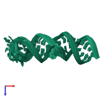 PDB entry 6w3m coloured by chain, ensemble of 10 models, top view.