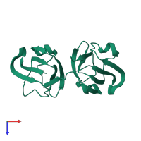 PDB entry 6w5b coloured by chain, top view.