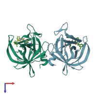 PDB entry 6w5j coloured by chain, top view.