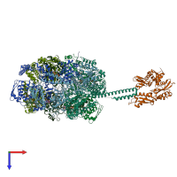 PDB entry 6w6e coloured by chain, top view.