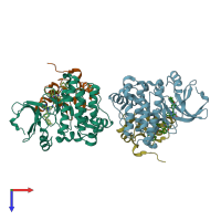 PDB entry 6w7o coloured by chain, top view.