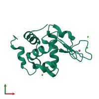 PDB entry 6w7p coloured by chain, front view.