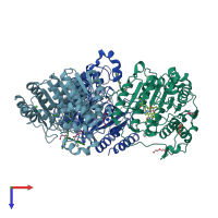 PDB entry 6wbw coloured by chain, top view.