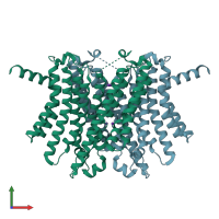 PDB entry 6wc9 coloured by chain, front view.