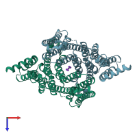 PDB entry 6wc9 coloured by chain, top view.