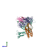 PDB entry 6wdq coloured by chain, side view.