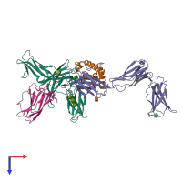 PDB entry 6wdq coloured by chain, top view.