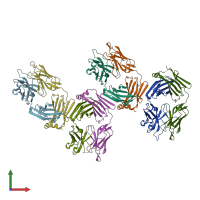 PDB entry 6wgj coloured by chain, front view.