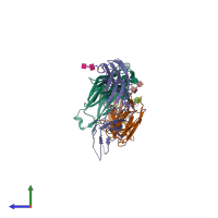 PDB entry 6wgl coloured by chain, side view.