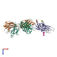 PDB entry 6wgl coloured by chain, top view.