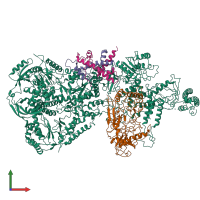 PDB entry 6wjv coloured by chain, front view.