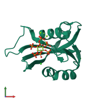 PDB entry 6wob coloured by chain, front view.