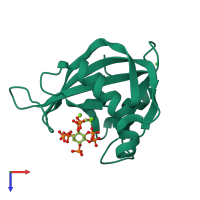PDB entry 6wob coloured by chain, top view.